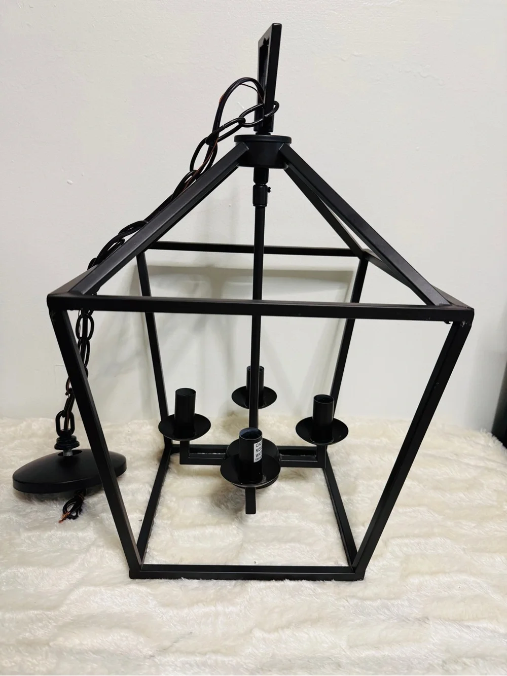 Modern Black Cage Pendant Chandelier - 4-Light